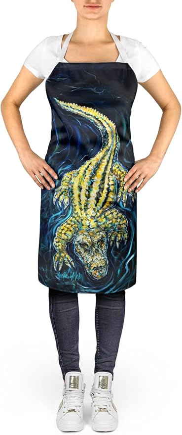 Caroline's Treasures Gator Down Alligator Apron Cooking Kitchen Server Baking Crafts Gardening for Adult Women Men, Unisex, Large, Multicolor