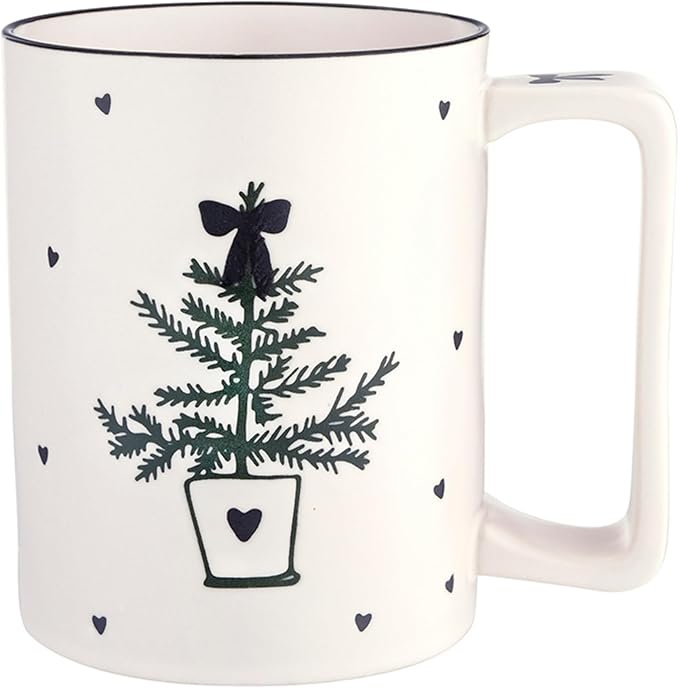 Santa Barbara Design Studio Holiday Ceramic Mug with Gold Foil Detail, 16-Ounces, Little Tree