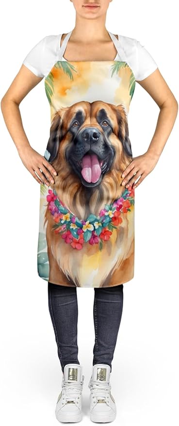 Caroline's Treasures Leonberger Luau Apron Cooking Kitchen Server Baking Crafts Gardening for Adult Women Men, Unisex, Large, Multicolor