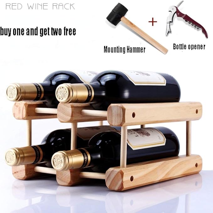 Modular DIY Wine Rack Wooden Countertop Wine Bottle Holder l for Kitchen Or Home Bar Very Sturdy —l and Compact (Color : #1)