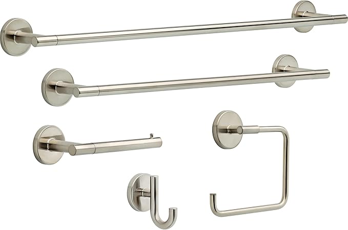 Delta Trinsic (1-Pack) Hand Towel Holder Brilliance Stainless Steel Towel Racks for Bathroom Wall Square Towel Ring Holder for Bath Towel Hanger for Kitchen, Bathroom Accessories 759460-SS