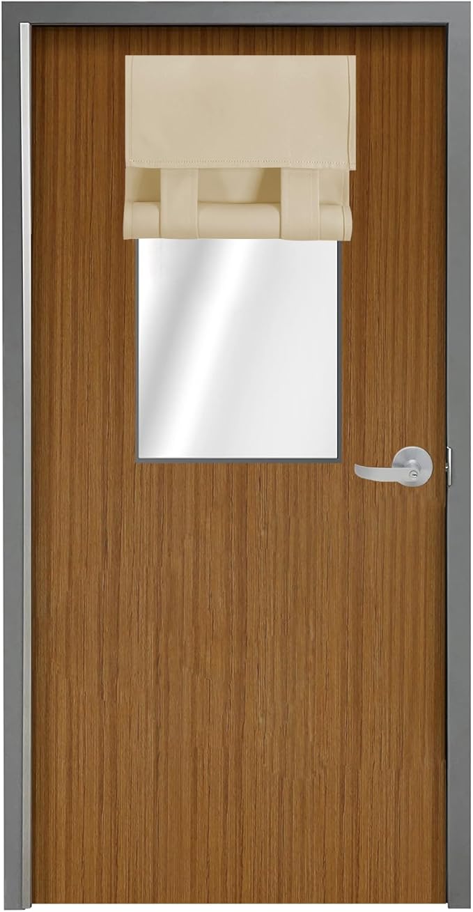 WdFour Classroom Door Window Cover,Blackout Shades for Classroom Windows and Doors，Privacy,Room Darkening Design Blocks Views, Classroom Window Cover Lockdown,12W x 40L Inch Beige 1 Panel