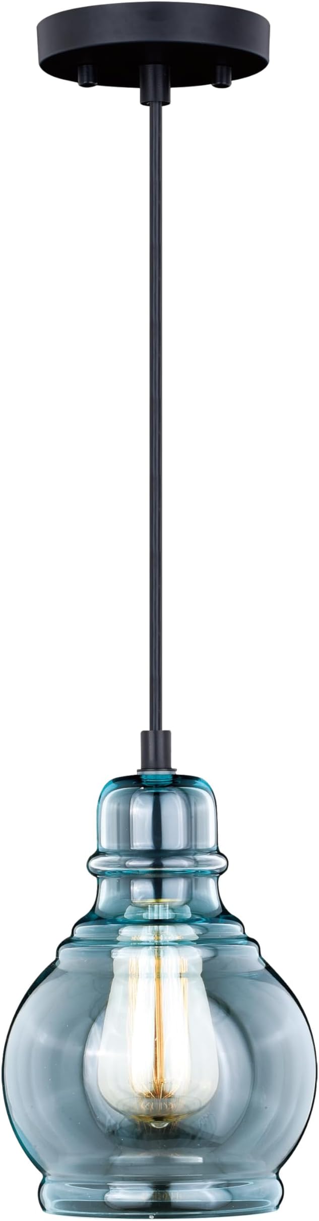 VAXCEL Millie Jar Mini Pendant for Kitchen Island, Farmhouse Ceiling Lighting, Oil Rubbed Bronze Finish, Smoke Blue Glass