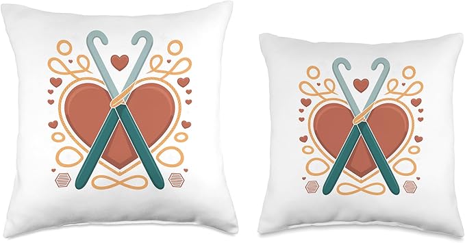 Yarn Lover Heart Crochet Hooks Throw Pillow
