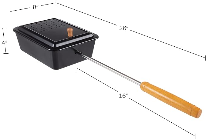 Campfire Popcorn Popper - Old Fashioned Popcorn Maker with Nonstick Finish and Extended Handle - Camping Gear and Campfire Cooking Equipment by Great Northern Popcorn (Black)