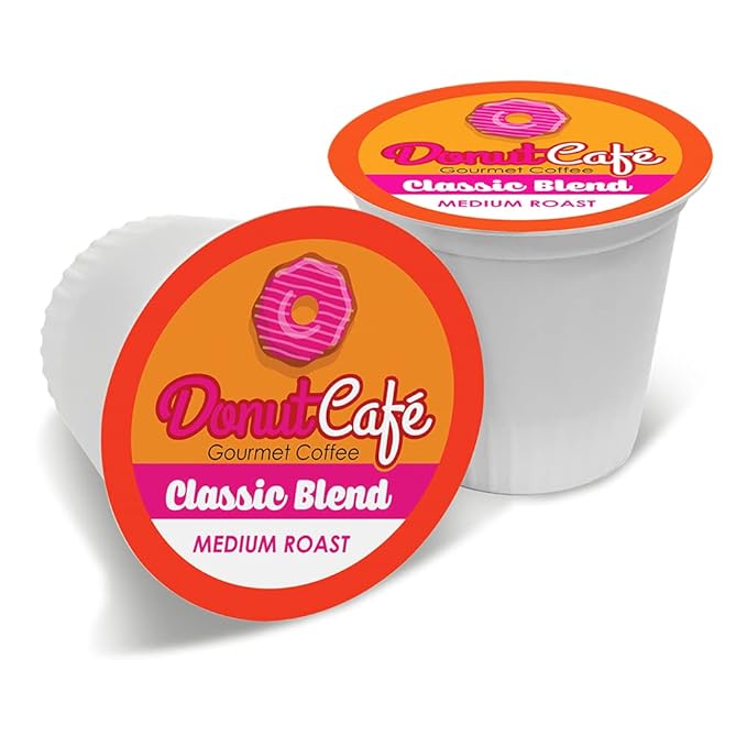 Donut Café - Coffee Gourmet Pods, Classic Blend, Medium Roast – Non-GMO, Gluten Free – Compatible with Keurig K Cup Brewers – Smooth & Delicious – 80 Count (Pack of 2)