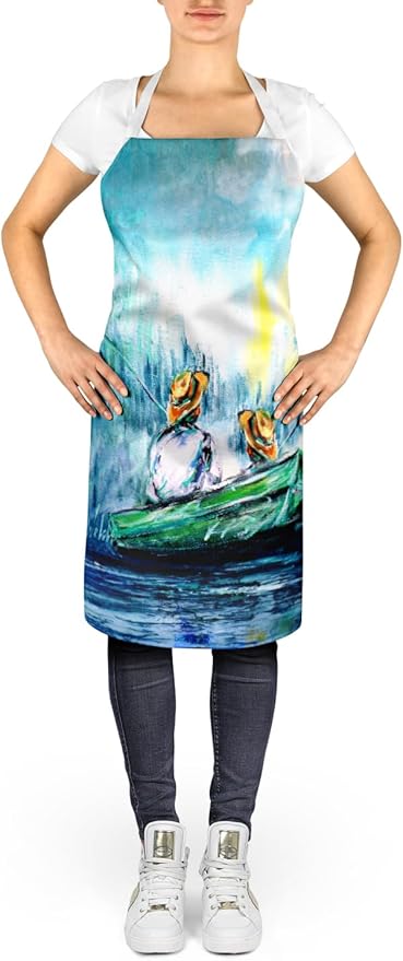 Caroline's Treasures Fishing On The Bayou Apron Cooking Kitchen Server Baking Crafts Gardening for Adult Women Men, Unisex, Large, Multicolor