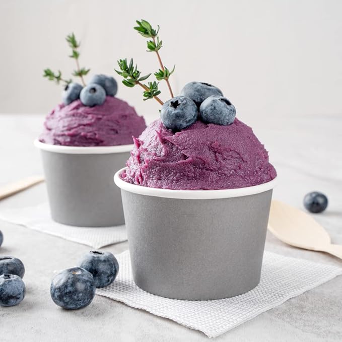 Coppetta 4 Ounce Dessert Cups, 50 Disposable Ice Cream Cups - Lids Sold Separately, Heavy-Duty, Gray Paper Frozen Yogurt Bowls, For Hot And Cold Foods, Perfect For Gelato Or Mousse - Restaurantware