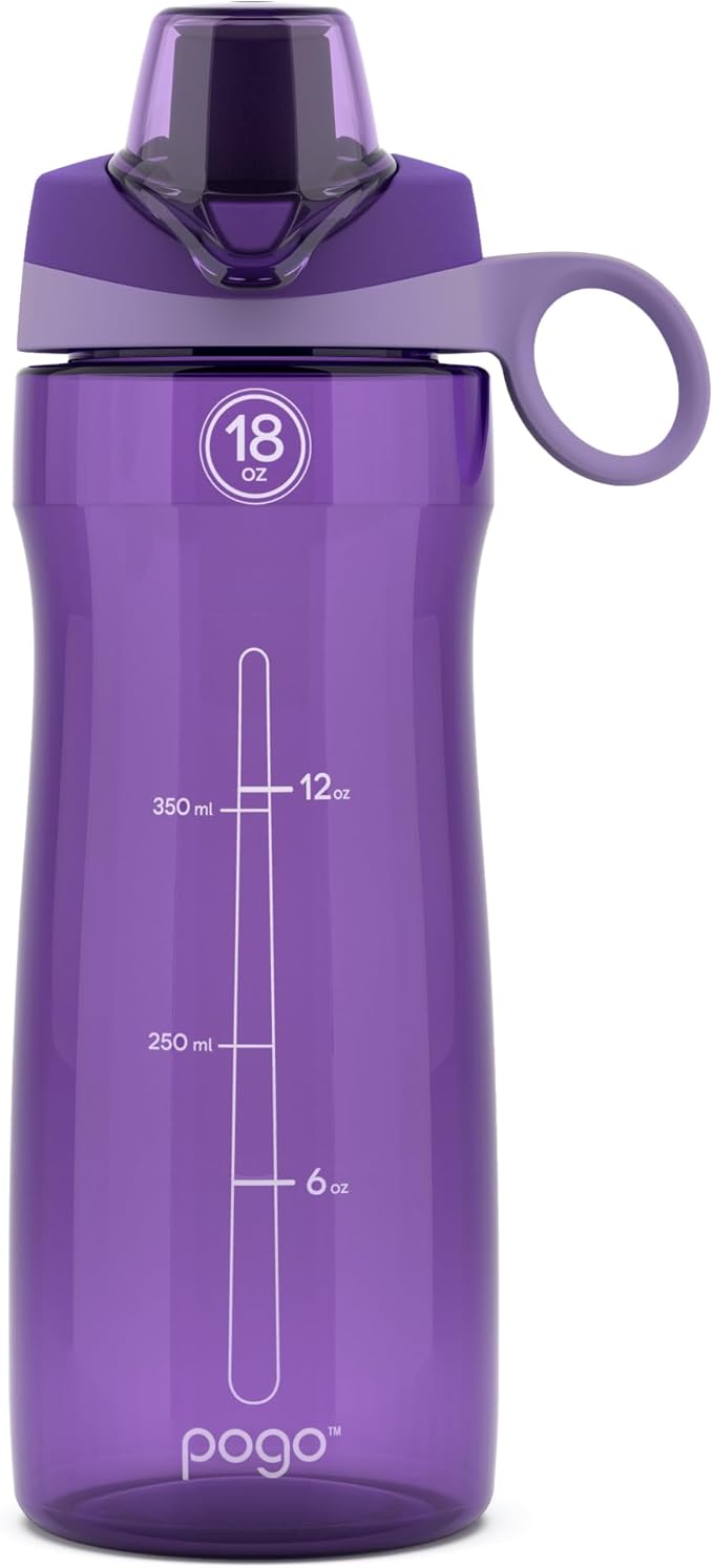 Pogo Plastic Water Bottle with Chug Lid and Carry Handle, Reusable, BPA Free, Dishwasher Safe, Perfect for Travel, School, Outdoors, and Gym | 18oz, 32oz, 40oz, 64oz