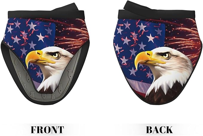 2 Pcs Mini Silicone Oven Mitts USA Eagle Flag Heat Resistant Grill Gloves with Hanging Loop, Banner Firework Short Kitchen Mittens for Cooking Baking BBQ