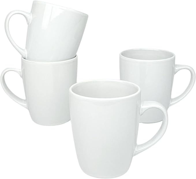 Coupe Stoneware Set of 4 Coffee Mugs, White