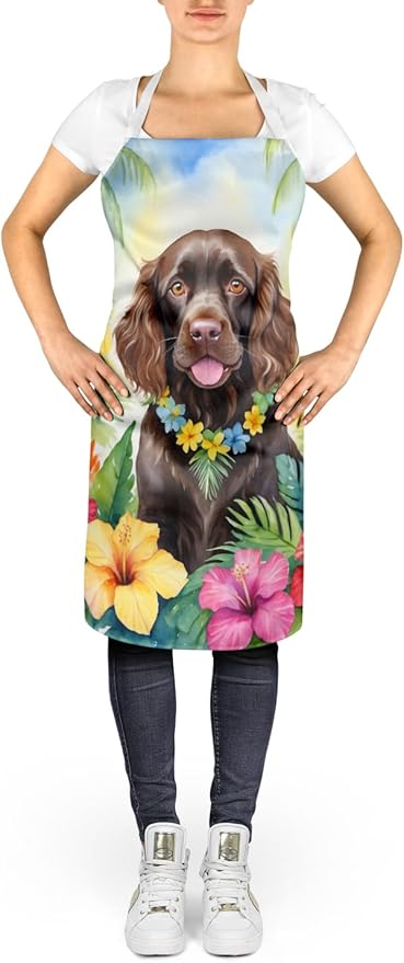Caroline's Treasures Boykin Spaniel Luau Apron Cooking Kitchen Server Baking Crafts Gardening for Adult Women Men, Unisex, Large, Multicolor