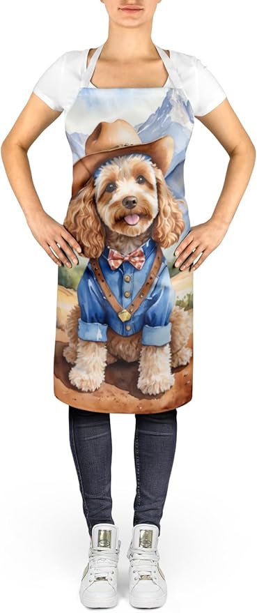 Caroline's Treasures Cockapoo Cowboy Welcome Apron Cooking Kitchen Server Baking Crafts Gardening for Adult Women Men, Unisex, Large, Multicolor