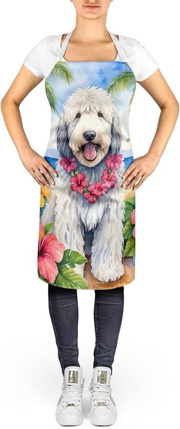 Caroline's Treasures Komondor Luau Apron Cooking Kitchen Server Baking Crafts Gardening for Adult Women Men, Unisex, Large, Multicolor