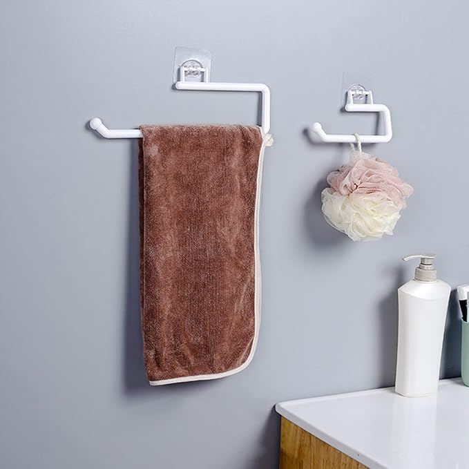 Paper Towel Holder Toilet Dispenser Multi-Purpose Hanger for Towels Bathrobes Wrap Punch-Free Towel Rack Wall Mounted Bathroom Kitchen Freestanding