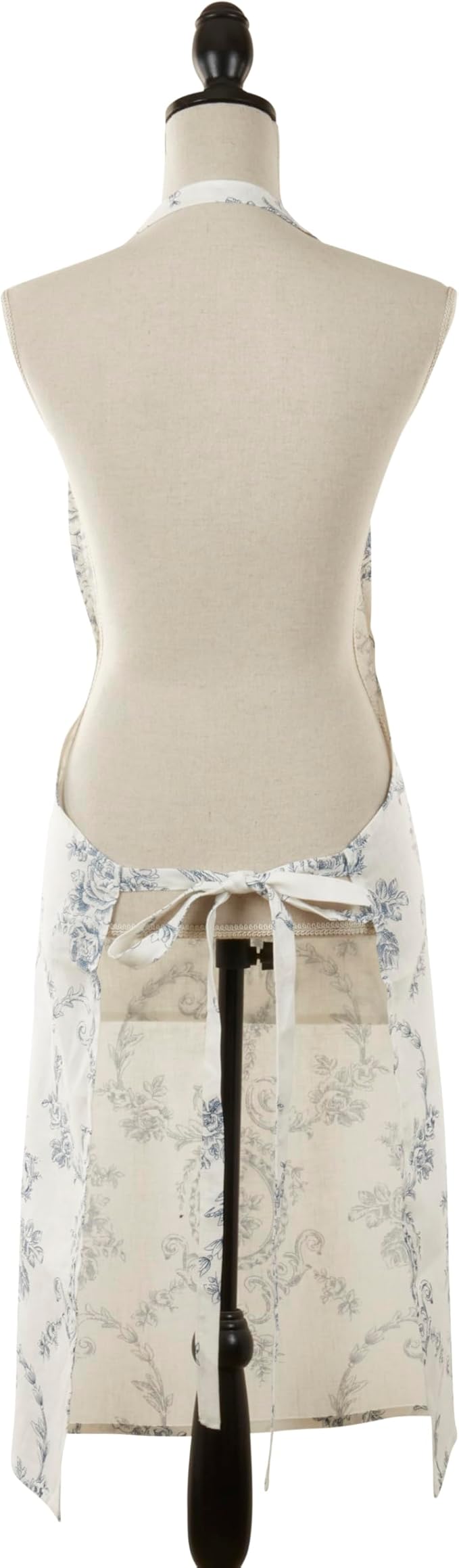 SARO LIFESTYLE Floral Linen Blend Kitchen Apron with Pocket – Adjustable Neck & Waist Ties for Cooking, Baking & Entertaining, 28"x35"