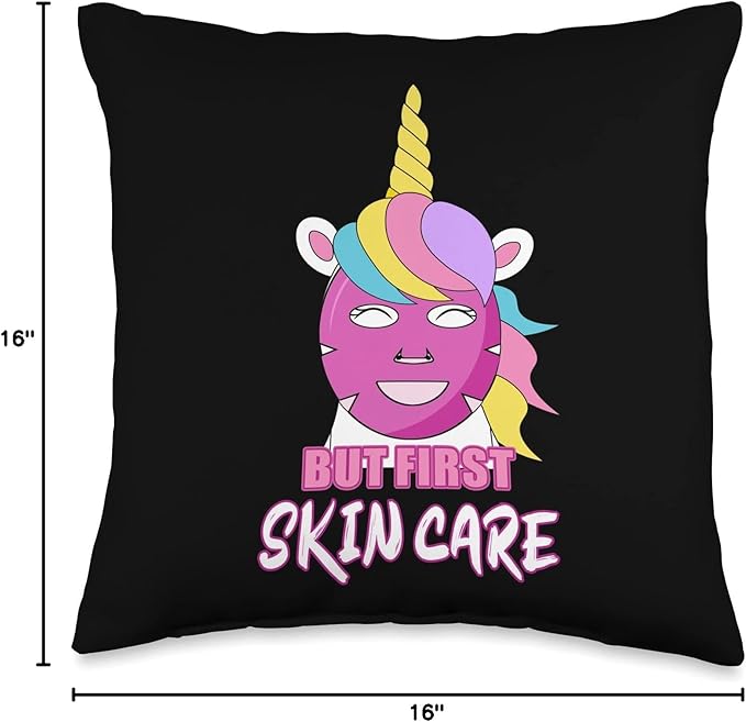 But First Skin Care Beauty Mask Unicorn Sheet Face Mask Throw Pillow