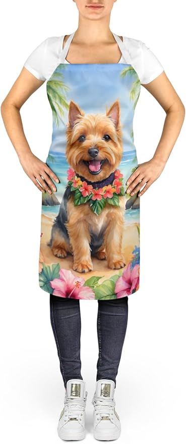 Caroline's Treasures Norwich Terrier Luau Apron Cooking Kitchen Server Baking Crafts Gardening for Adult Women Men, Unisex, Large, Multicolor