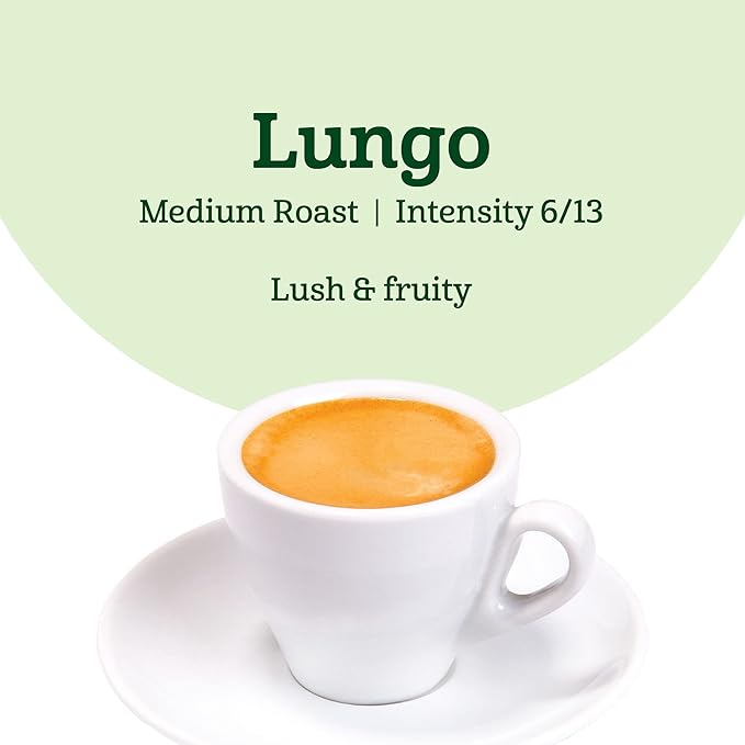 Amazon Fresh Espresso Lungo Medium Roast Aluminum Capsules, Compatible with Nespresso Original Brewers, 50 Count (5 Packs of 10)
