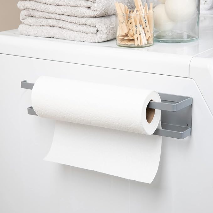 Household Essentials Metal Magnetic Paper Towel Holder, Grey