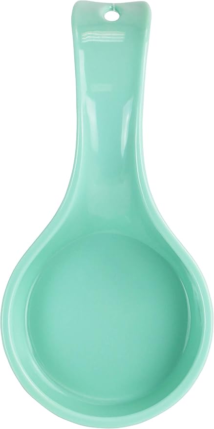Reston Lloyd Kitchen Counter Utensil Spoon Rest, Ladles, Spaghetti Forks, & Spatulas, Durable BPA-Free Plastic – Dishwasher Safe, Décor, Space Saving Hanging Hole on Handle, Seafoam