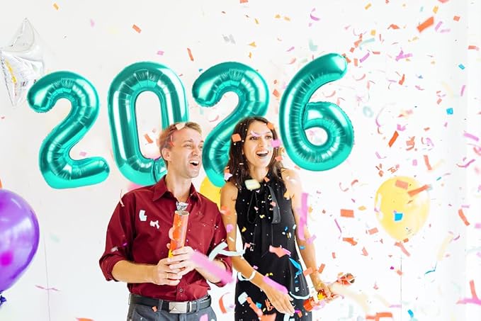 Teal 2026 Number Balloon, Teal Number Balloons 40 Inch, 2026 Balloon Birthday Decorations, 2026 Birthday Party Supplies, 2026 Graduation Party Favors, Class of 2026 Decorations