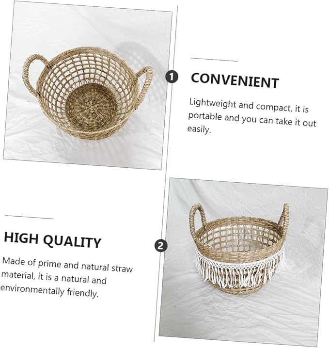 Holibanna Storage Baskets Decorative Straw Basket Multi-functional Storage Boxes for Organizing Flowers Toiletries