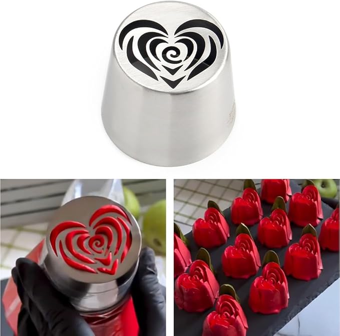 Extra Large Russian Piping Tip Set - 6 Stainless Steel Marshmallow Buttercream Framing Nozzles for 3D Roses Tulip Cake Decorations and Marshmallow Bouquets, Includes 1 Cleaning Brush(6I)