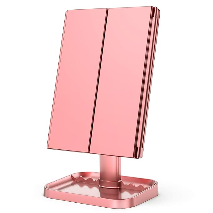 HUONUL Makeup Mirror, Vanity Mirror with Lights, 2X/3X/10X Magnification, Touch Control, Trifold, Dual Power Supply, Mothers Day for Mom Gifts, Gifts for Women, Wife, Mom, Girls,Dorm Room Essentials