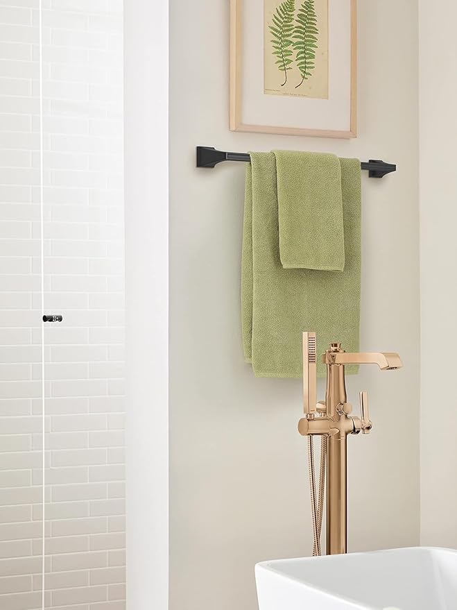 Amerock BH36024MB | Matte Black Towel Bar | 24 in (610 mm) Towel Rack | Mulholland | Bathroom Towel Holder | Bathroom Hardware | Bath Accessories