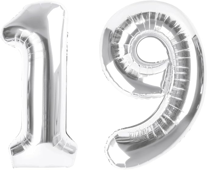 Numbers 19 Balloons, 19 Balloons, 19th Silver Party Decorations 40 In Big 19th for Girl Boys Engagement, Wedding, Celebration Party, Graduations, Photo Shoot