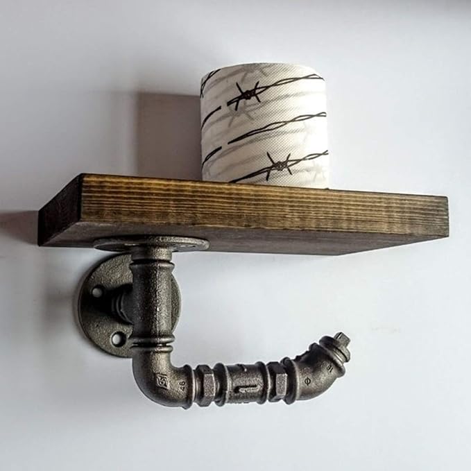Kitchen Roll Holder Wall Mounted, Metal Paper Towel Holder for The Kitchen Wall Industrial Retro Water Pipe Shelves (Size : 25×15cm)