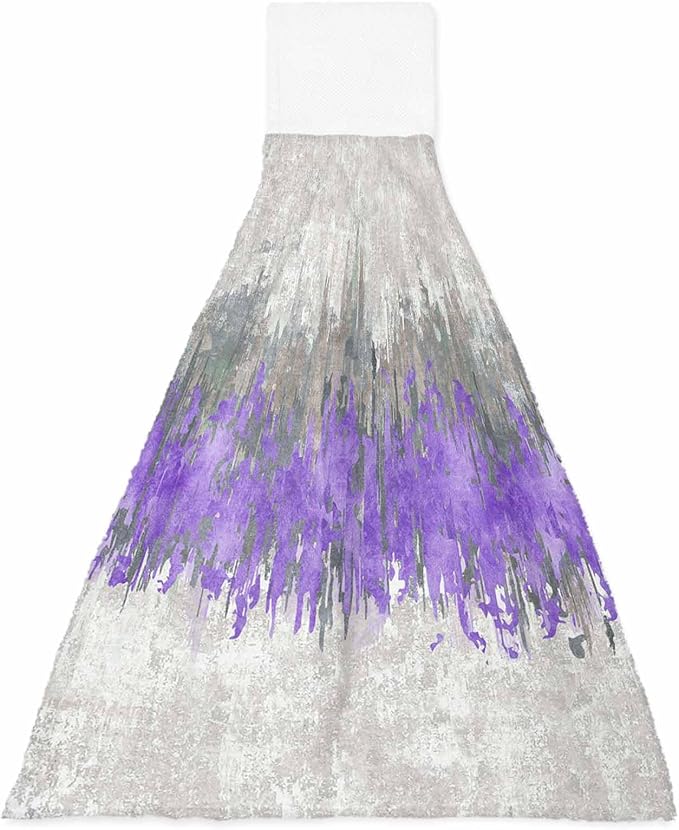 Alandar Home Kitchen Tie Towel Set of 1, Abstract Purple Grey Graffiti Absorbent Soft Hand Towels for Bathroom Hanging Towels, Modern Minimalist Art Fast Drying Cleaning Cloth with Loop