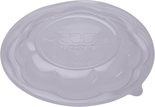 Eco-Products Compostable 24-48oz Salad Bowl Lids, Case of 300, Fits 24-48oz Round To Go Containers, Renewable PLA Material Made from Plants, Cold Foods, Clear, ASTM Compliant, BPI-Certified
