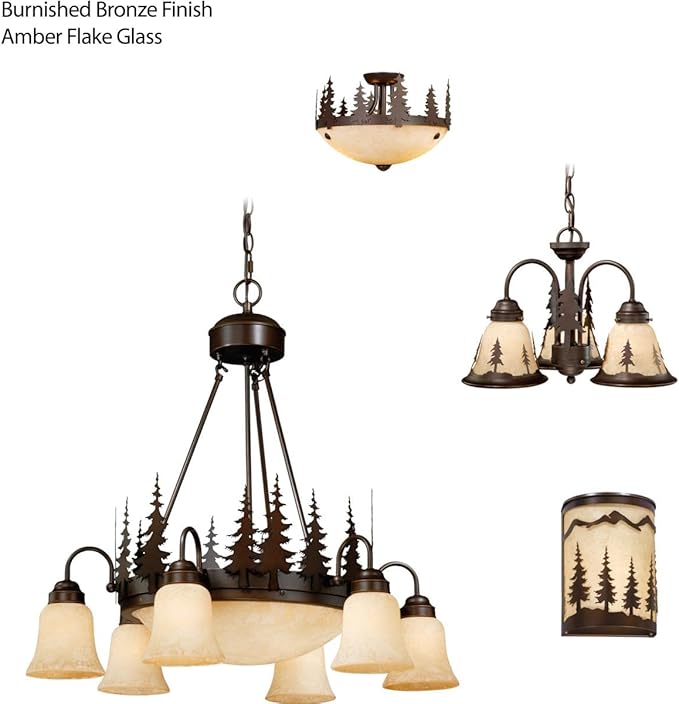 VAXCEL Yosemite 3L LED Bronze Rustic Tree Mini Chandelier or Fan Light Kit