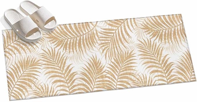 Runner Rug for Bedroom Hallway, Summer Boho Palms Leaves Kitchen Runner Rugs Area Rug 2x6ft, Vintage Tropical Plants Washable Soft Floor Carpet for Entryway Stair