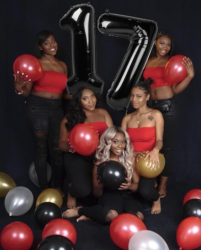 Black Number 16 Balloon, Number Balloons for Boys Girls, 40 Inch 61 Balloons for Birthday, Anniversaries, Big Events, School Class Party