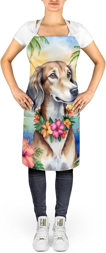 Caroline's Treasures Saluki Luau Apron Cooking Kitchen Server Baking Crafts Gardening for Adult Women Men, Unisex, Large, Multicolor