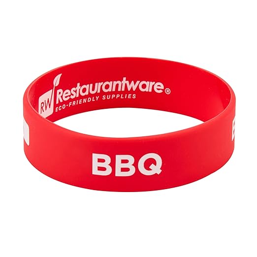 Restaurantware Silicone Squeeze Bottle Band 10 Count 2.75 Inch Dishwasher Safe Condiment Identification Band, BBQ Red Non-Slip Label Band for Condiment Labeling at Restaurants, Food Trucks
