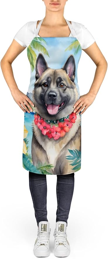 Caroline's Treasures Norwegian Elkhound Luau Apron Cooking Kitchen Server Baking Crafts Gardening for Adult Women Men, Unisex, Large, Multicolor