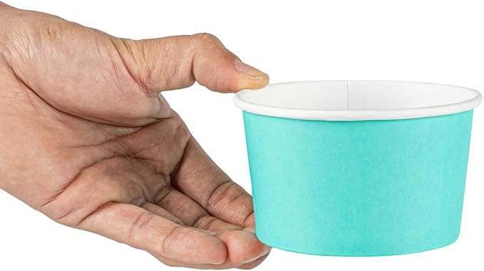 Coppetta 12 Ounce Dessert Cups, 200 Disposable Ice Cream Cups - Lids Sold Separately, Sturdy, Turquoise Paper FroYo Bowls, Durable, For Hot And Cold Foods, Perfect For Gelato - Restaurantware