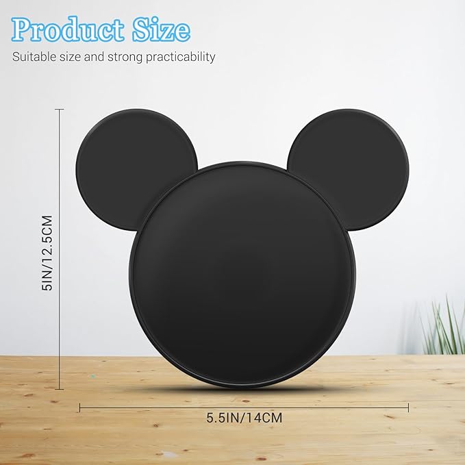 Funny Mouse Ears Coasters Non-Slip Black Drink Coasters for Bars, Party, Office, Home Decor Tabletop Protection Birthday Wedding Housewarming Easter Gifts Ideas - Set of 4