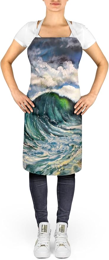 Caroline's Treasures Big Blue Wave Apron Cooking Kitchen Server Baking Crafts Gardening for Adult Women Men, Unisex, Large, Multicolor