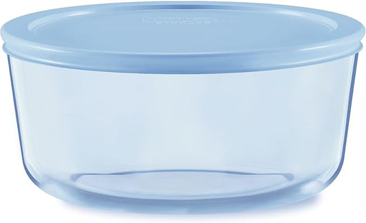 Pyrex Colors Tinted (7 Cup) Large Round Food Storage Container, Snug Fit Non-Toxic Plastic BPA-Free Lids, Freezer Dishwasher Microwave Safe