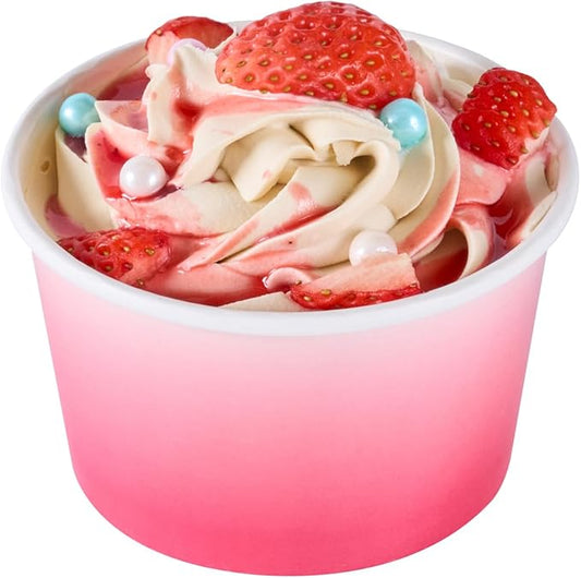 Coppetta 8 Ounce Dessert Cups, 50 Greaseproof Ice Cream Cups - Lids Sold Separately, For Hot And Cold Foods, Pink And White Ombre Paper Yogurt Bowls, Disposable, Sturdy - Restaurantware