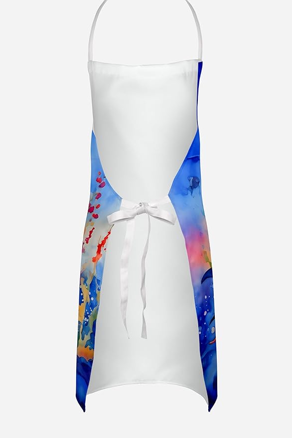 Caroline's Treasures Dolphin Apron Cooking Kitchen Server Baking Crafts Gardening for Adult Women Men, Unisex, Large, Multicolor
