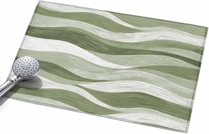 Area Rug 2x3ft, Modern Sage Green Gradient Stripe Washable Rugs for Living Room Bedroom, Abstract Ocean Wave Soft Non-Slip Area Rugs Rectangle Floor Carpet for Dining Room