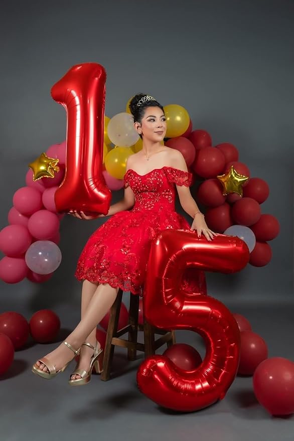 23 Balloon Numbers 40 Inch, Big Foil 23th Birthday Balloons Decorations for Women, Red Number Balloon for 2 3 23 32 Wedding Memorial Day's Graduation Supplies