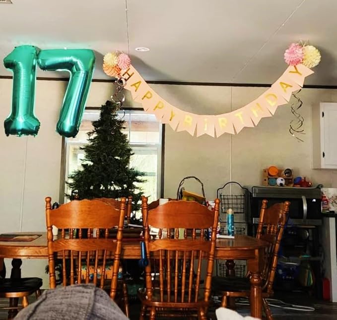 Number 7 Balloons 40 In Birthday Party Decorations Large Foil Mylar Blue Green Balloons for 17 27 Men Women Wedding, Celebration, Graduations