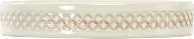 Nicole Miller – Soap Dish, Glossy Ceramic with Embossed Trellis Bands & Reactive Glaze Finish, Perfect for Holding Bar Soap or Sponges on Bathroom & Kitchen Counters (Lyra)